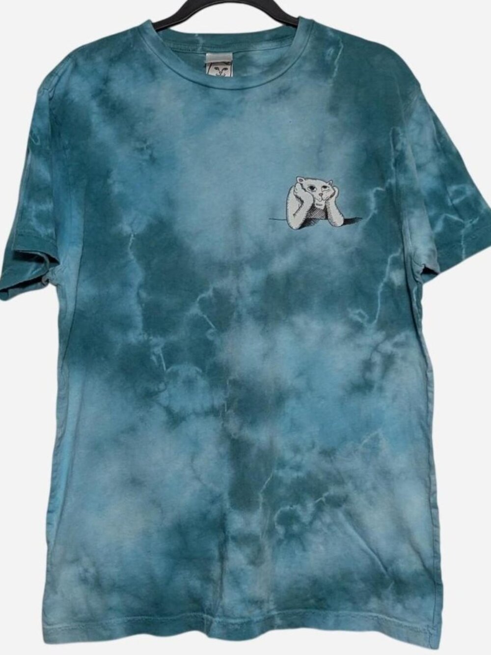 Ripndip Teal Blue Tie-Dye Lord Nermal Graphic Tee